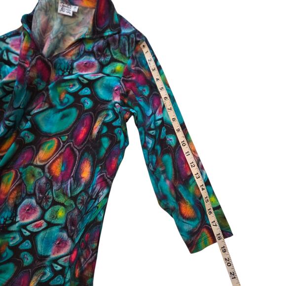 Parsley & Sage Abstract Top, Three-quarter sleeve, v-neck, collar & pockets sz M - Picture 8 of 9
